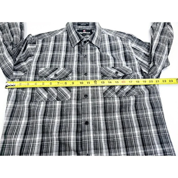 Airwalk Size Medium Men's Gray Check Logo Tag Long Sleeve Dual Pocket Shirt - Picture 3 of 13